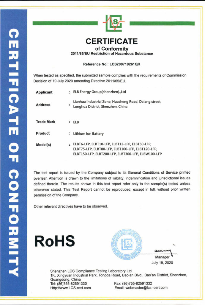 ROHS battery certification